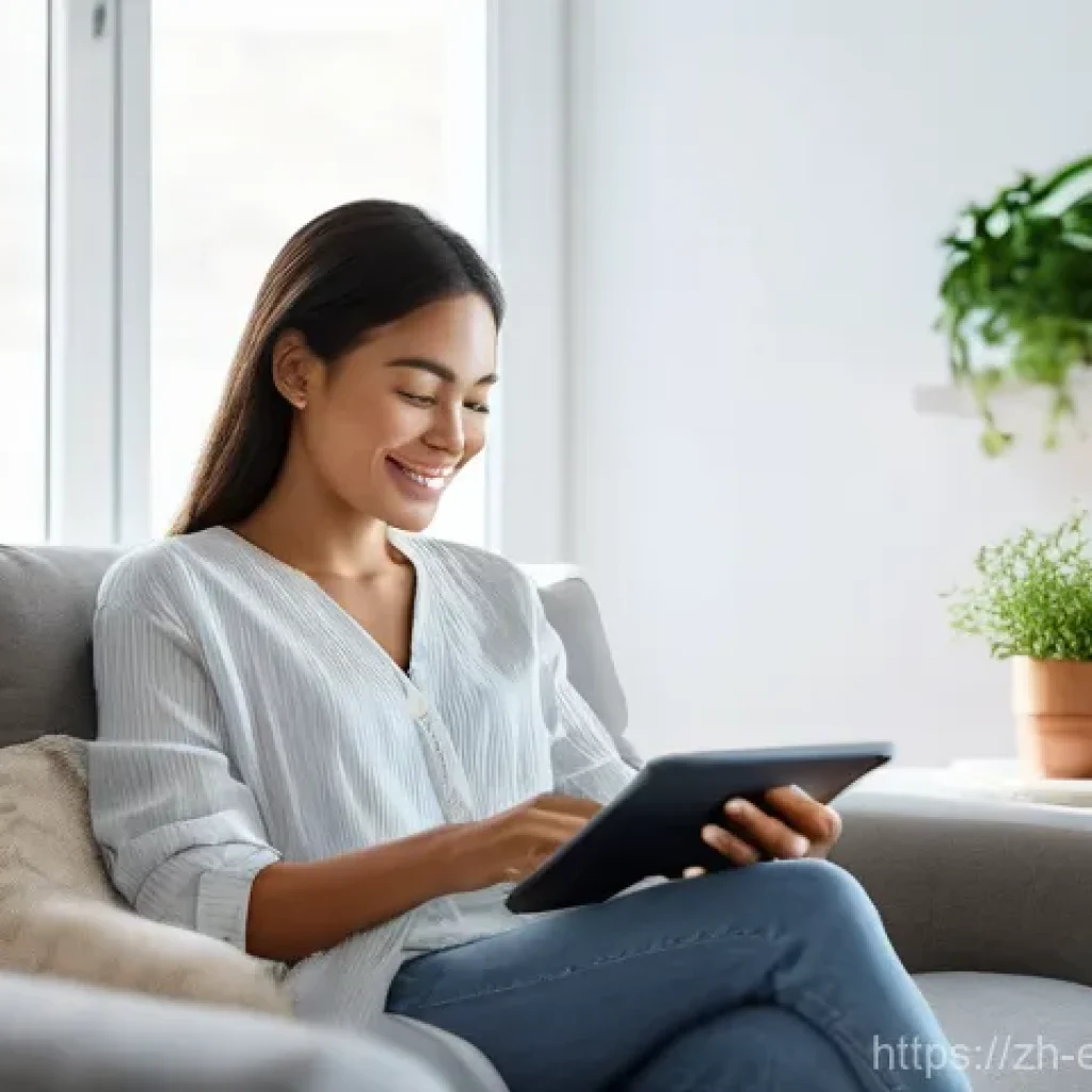 피드백 제어 이론 - **Prompt:** A serene, cozy living room in a modern home. A woman in her late 20s, dressed in comfort...