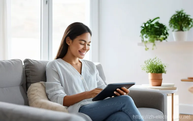 피드백 제어 이론 - **Prompt:** A serene, cozy living room in a modern home. A woman in her late 20s, dressed in comfort...