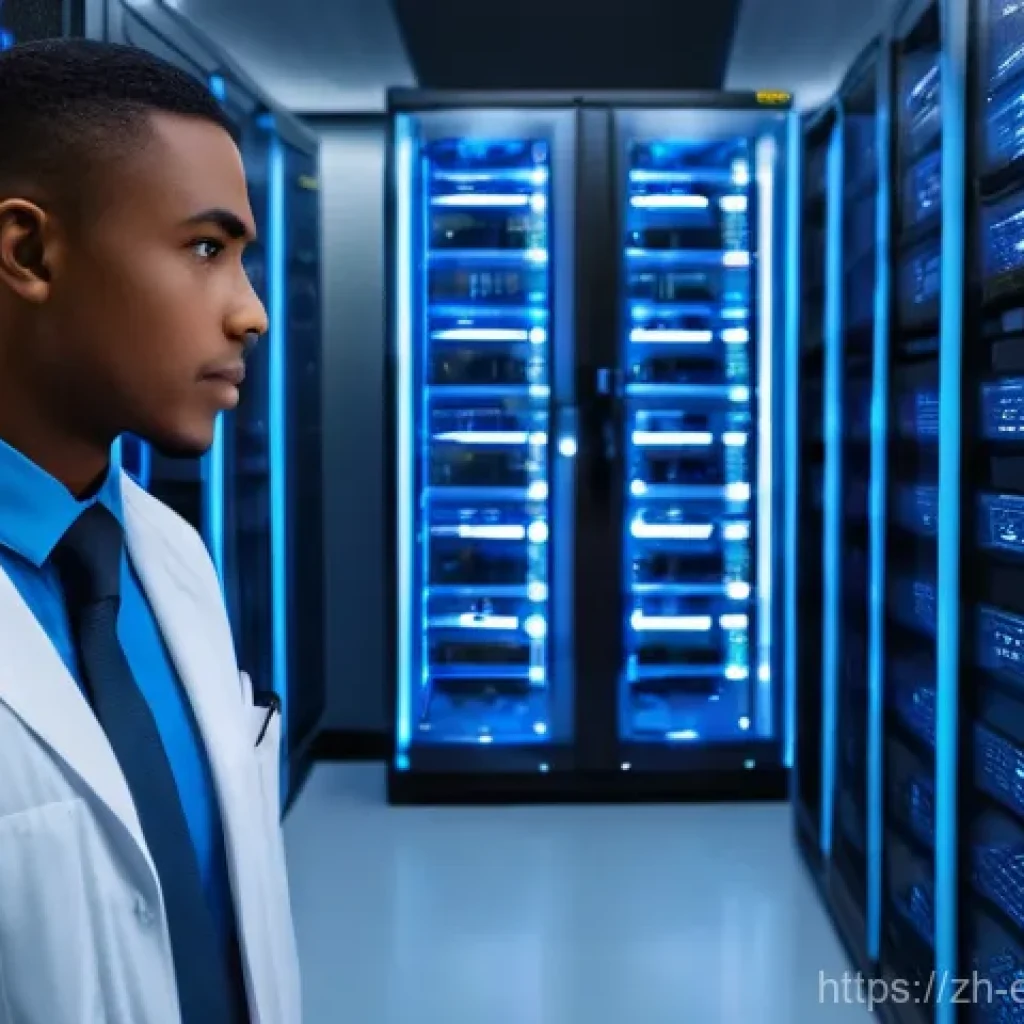 전력 시스템의 무정전 설계 - **Prompt:** A highly advanced, pristine data center server room, showcasing an "Online Double Conver...