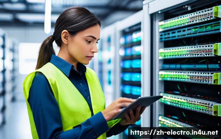 전기공학의 통신 산업 응용 - An electrical engineer, a woman in her late 30s, wearing a clean, modern safety vest over a professi...