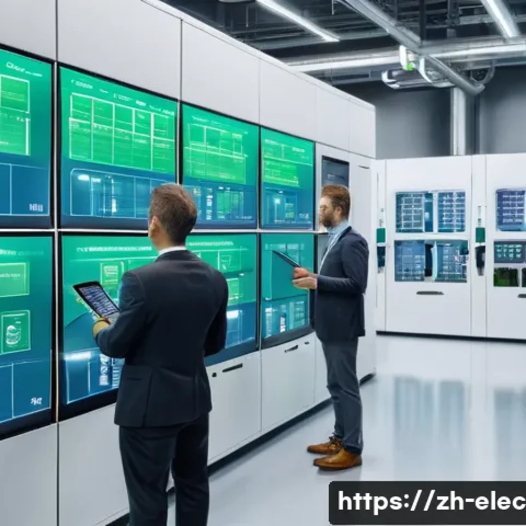 전기기기 설계의 경제성 분석 - A modern industrial electrical control room showcasing a modular design system with interconnected h...
