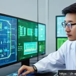 디지털 회로 설계 - A detailed digital circuit design workspace featuring an engineer analyzing a complex finite state m...